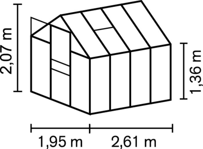 Växthus Apollo 5000 Svart Glas Sockel 5 m² Vitavia